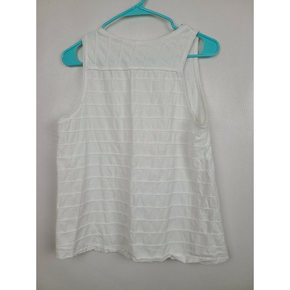By Anthropologie White Ribbed Sleeveless Scoop Neck Tank Top Medium - Picture 3 of 9